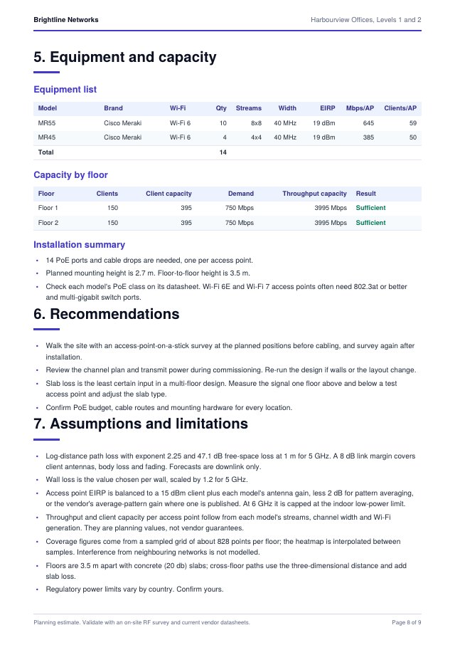 Sample report equipment and capacity page